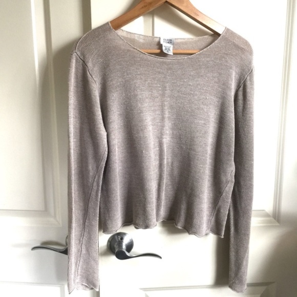 Eileen Fisher Sweaters - Eileen Fisher Linen Boatneck Rolled Hem Sweater M